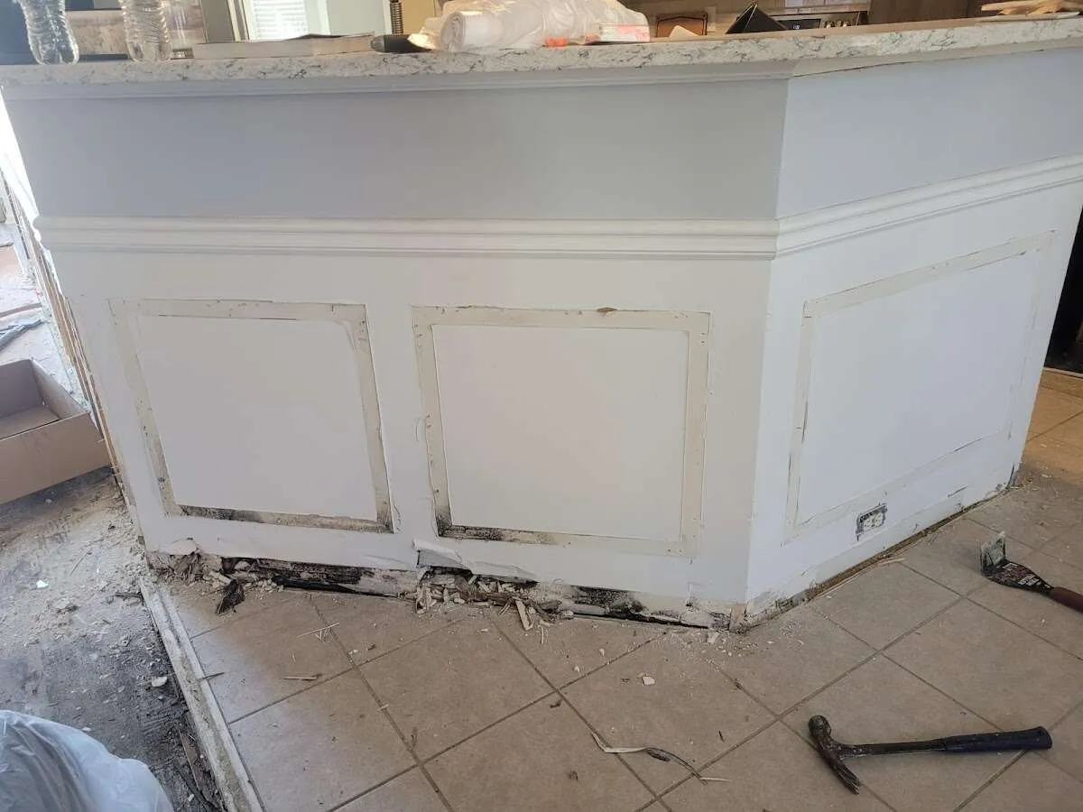 Water damage and mold on kitchen during Storm Damage Restoration in Magna